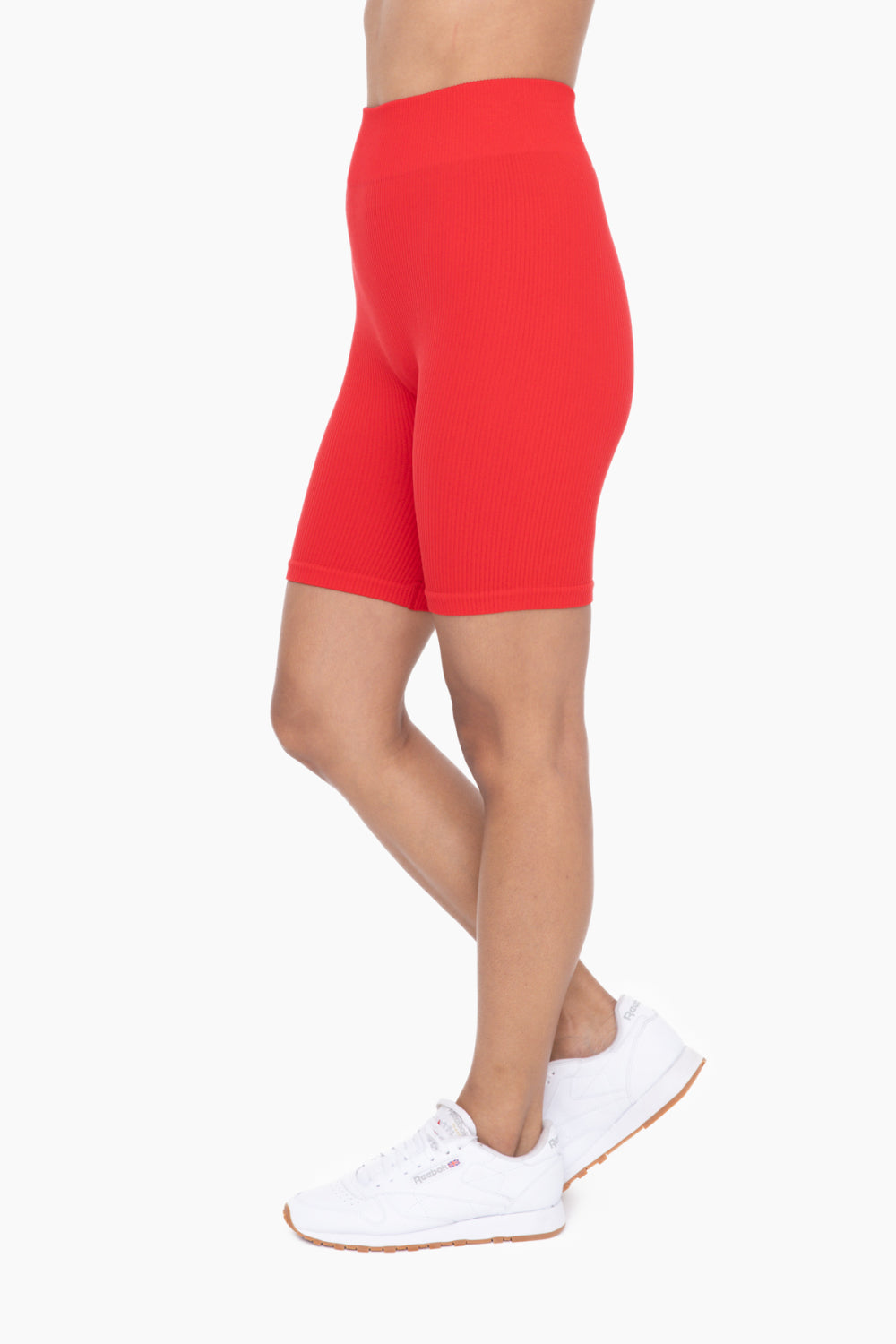 Ribbed Seamless Biker Short-Red