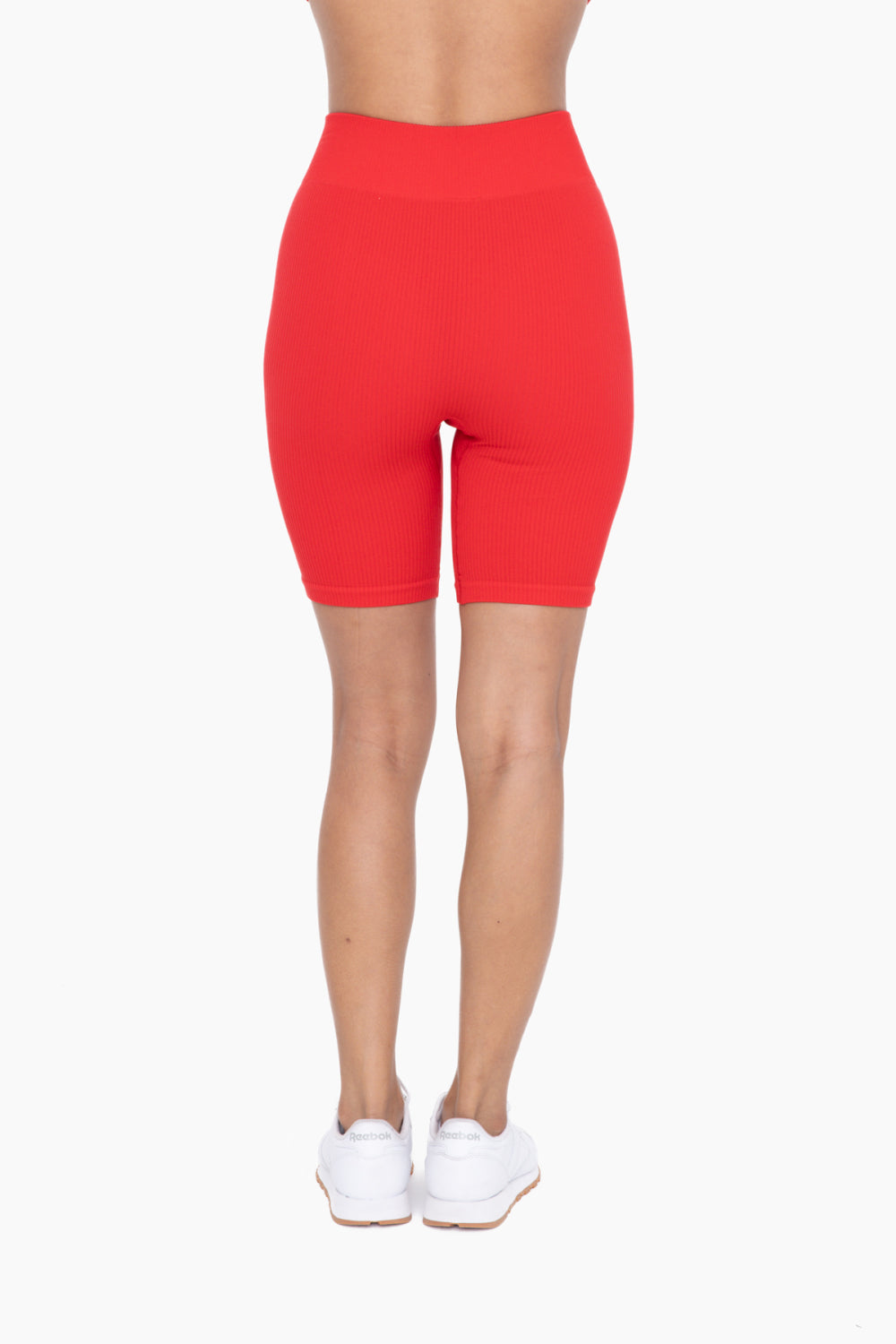 Ribbed Seamless Biker Short-Red