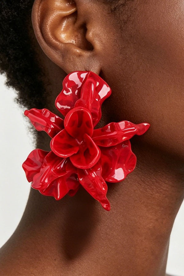 Abstract Rippled Flower Earrings
