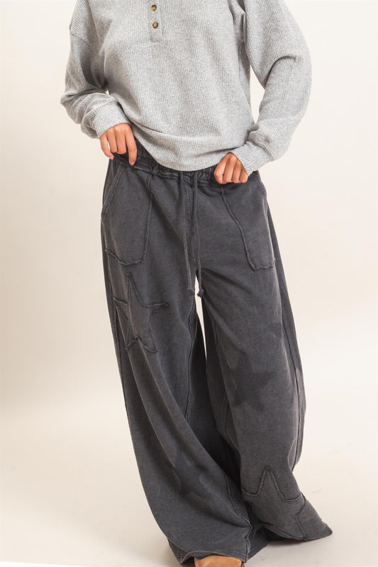Mineral Wash Star Patch Sweats