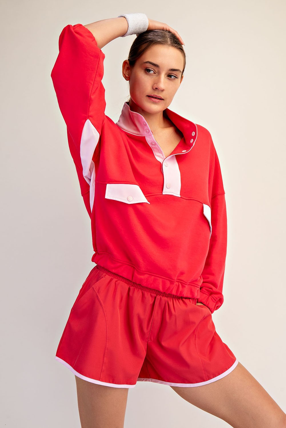 French Terry Playful Sweater-Candy Pink