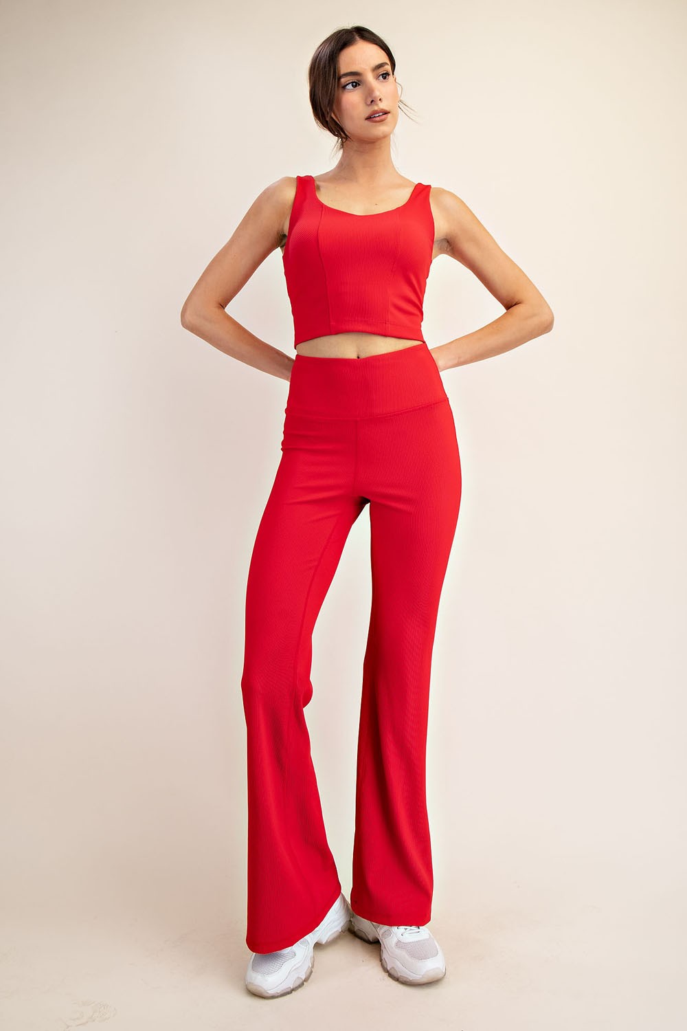 Nylon Rib Flare Leggings