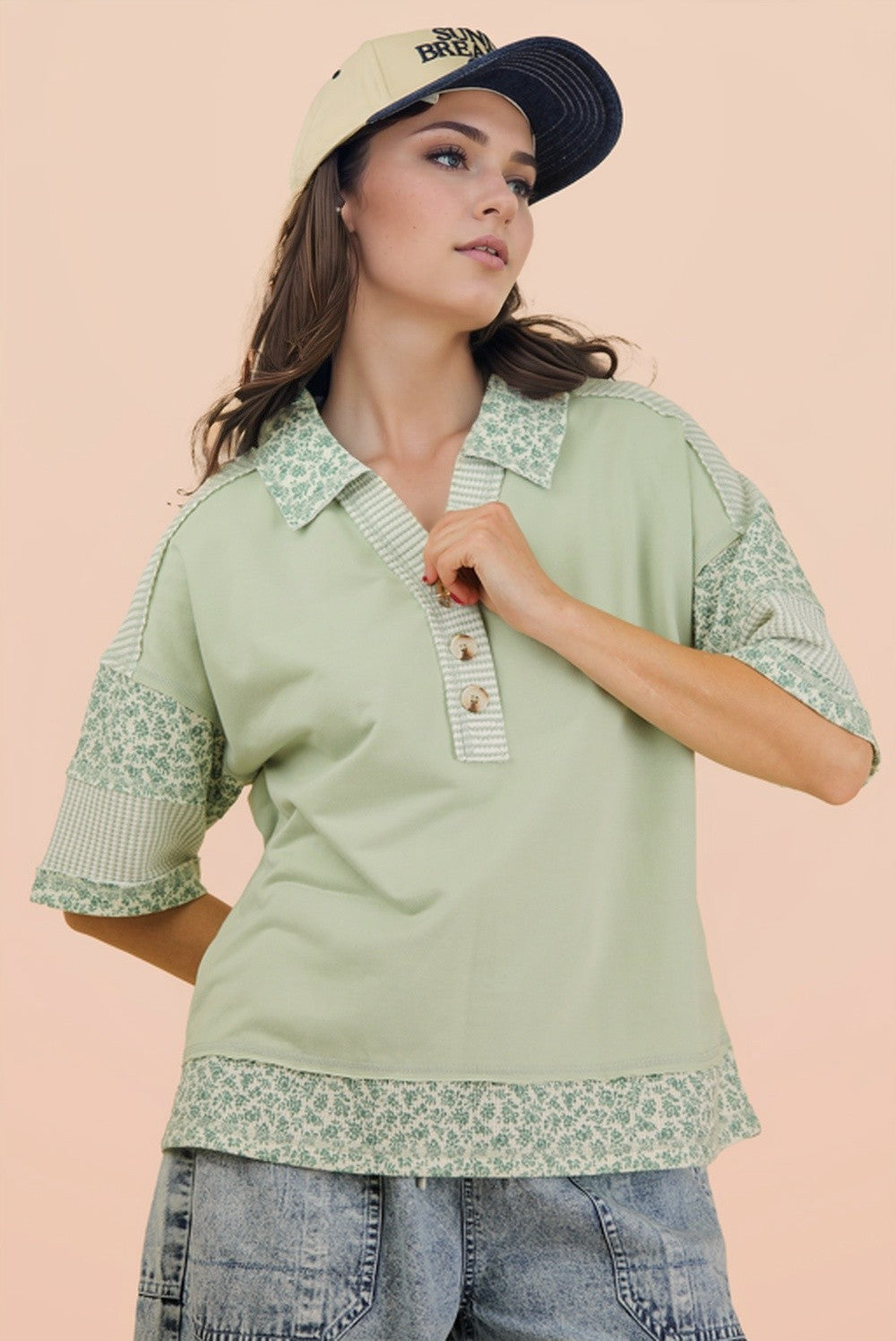 Cute & Casual Floral Henley