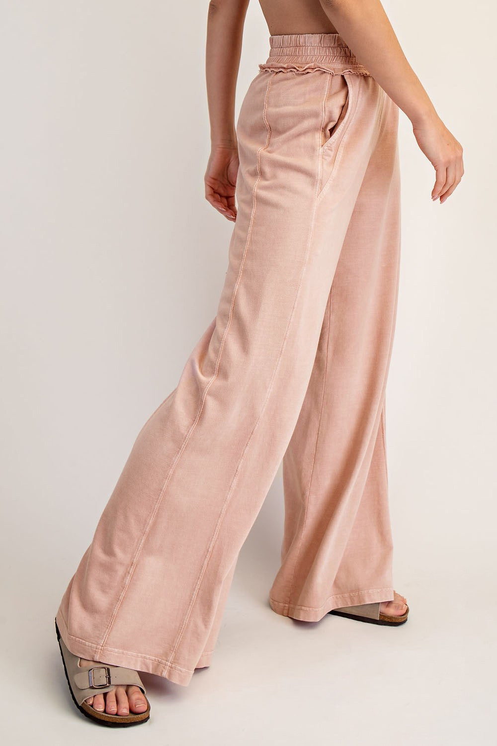 Mineral Washed Terry Butter Wide Pants