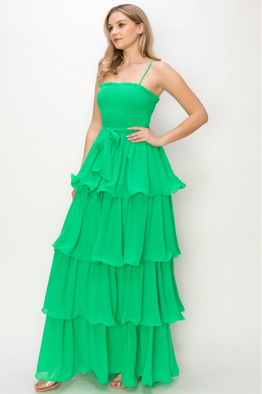 Pretty as a Tulip Dress-Green