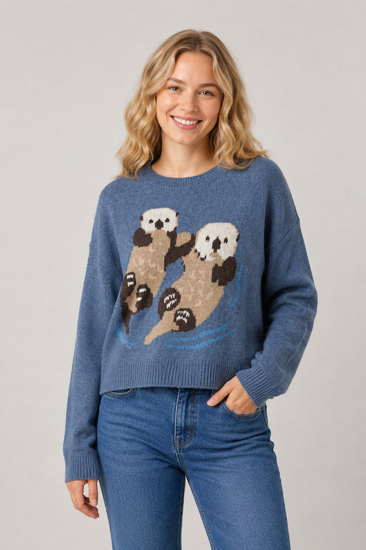 Sea Otter Pullover Long-Sleeve Sweater
