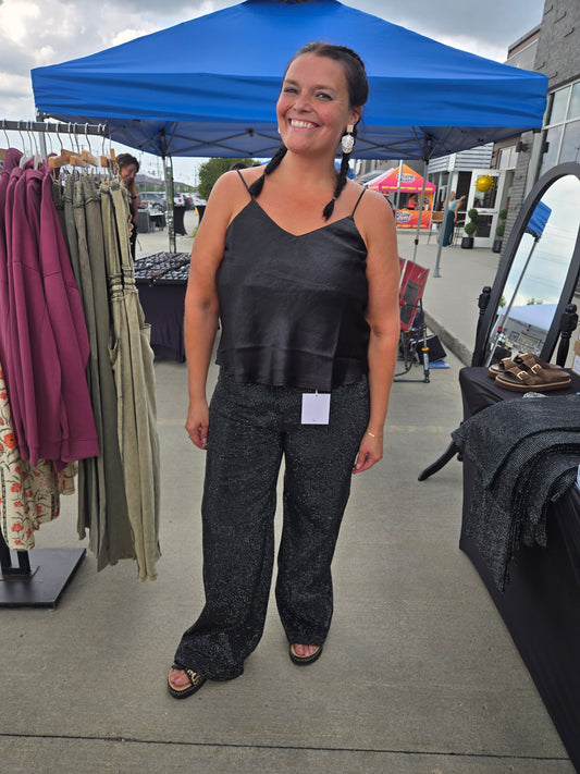 High Rise Wide Leg With Rhinestones