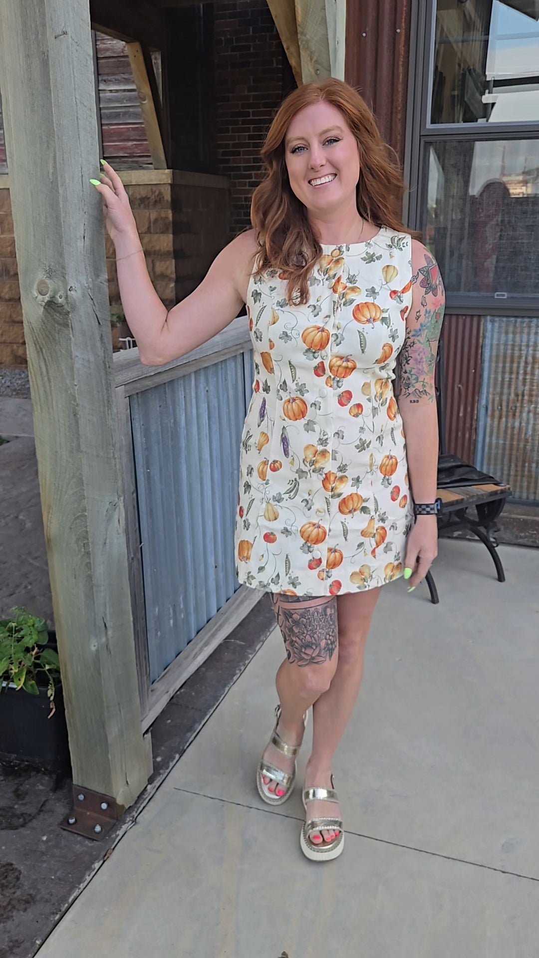 Pumpkin Patch Button Down Dress