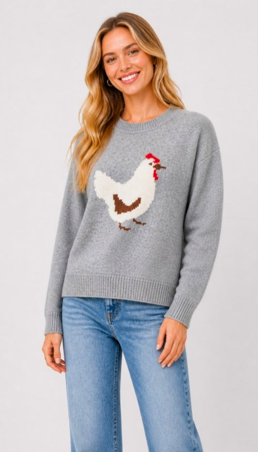 KNIT Chicken Pullover Sweater